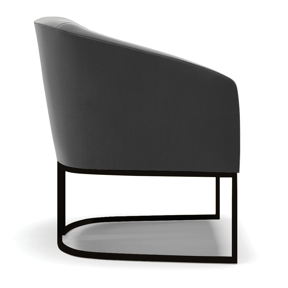 Kit 2 Poltronas Stella Suede Preto Base Metálica Industrial Preto - D'Rossi