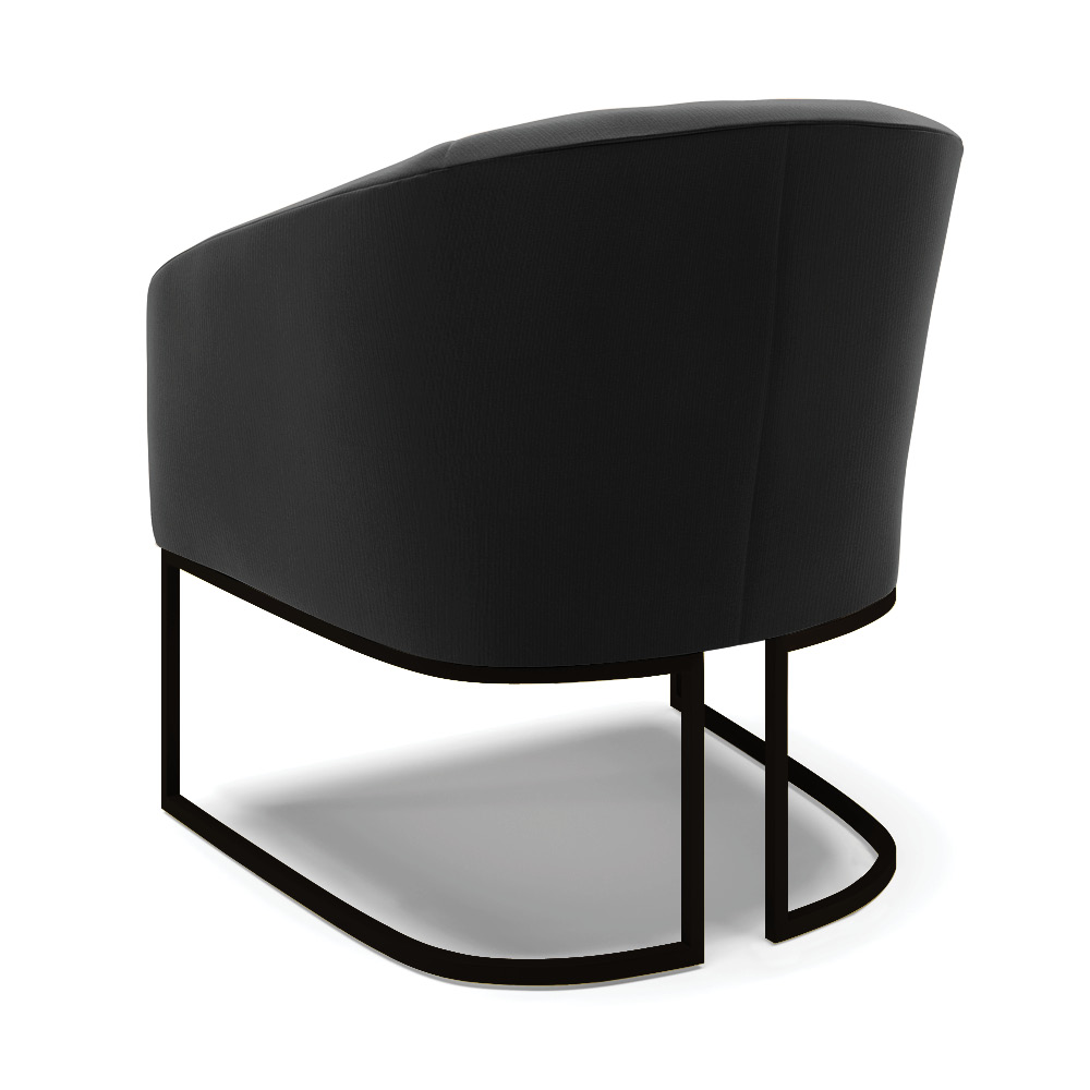 Kit 2 Poltronas Stella Suede Preto Base Metálica Industrial Preto - D'Rossi