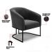 Kit 2 Poltronas Stella Suede Preto Base Metálica Industrial Preto - D'Rossi