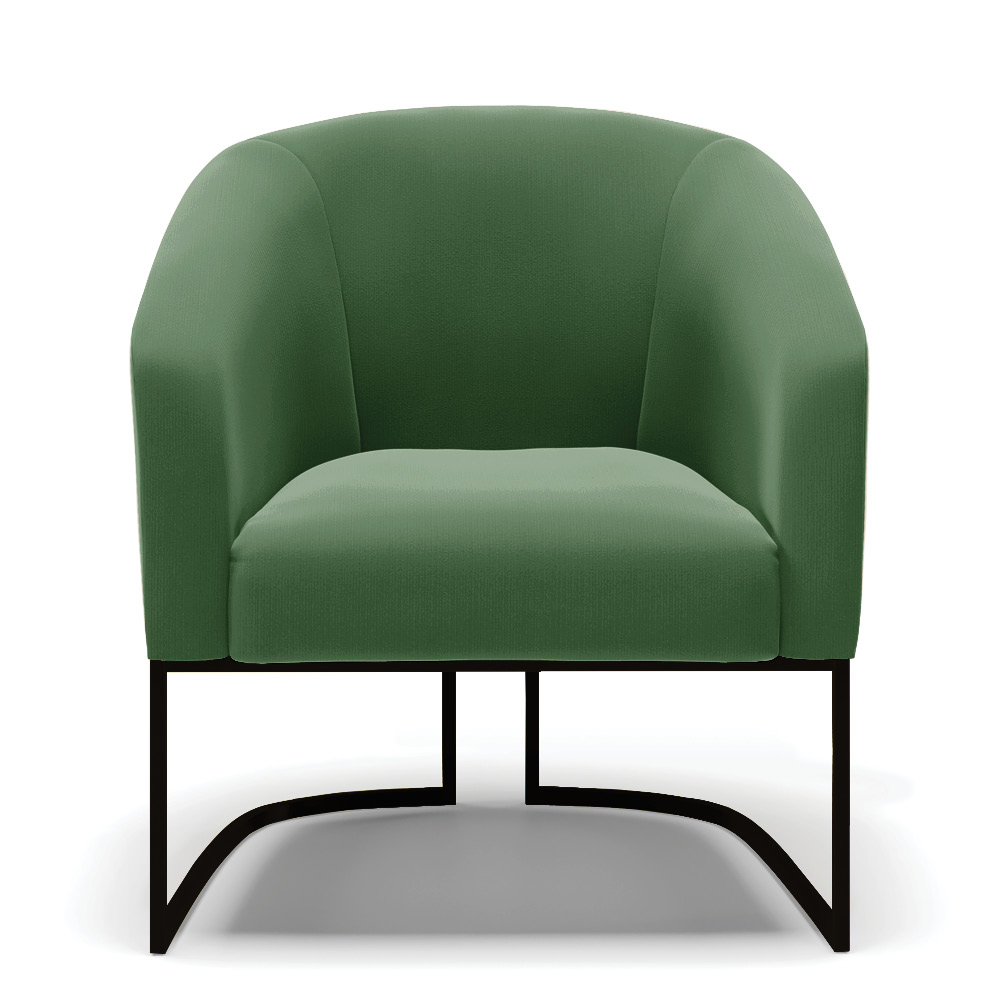 Kit 2 Poltronas Stella Suede Verde Base Metálica Industrial Preto - D'Rossi