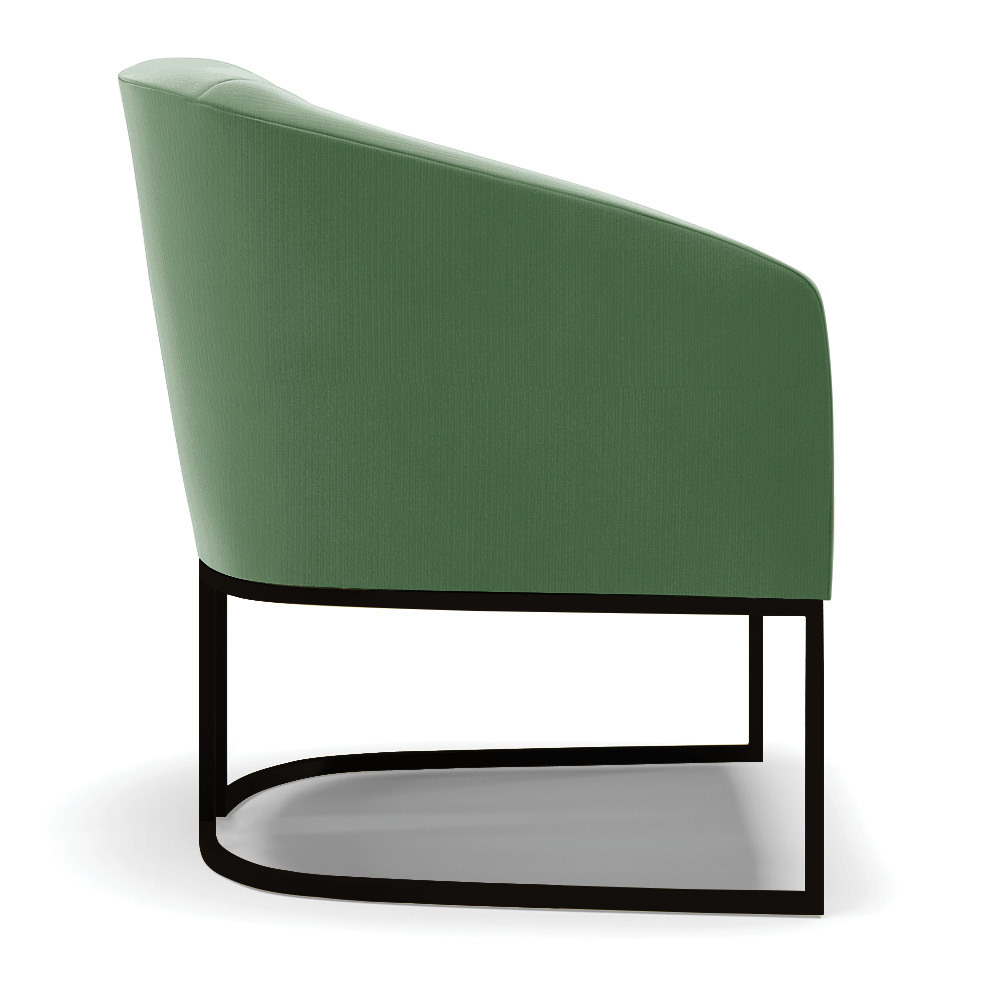 Kit 2 Poltronas Stella Suede Verde Base Metálica Industrial Preto - D'Rossi