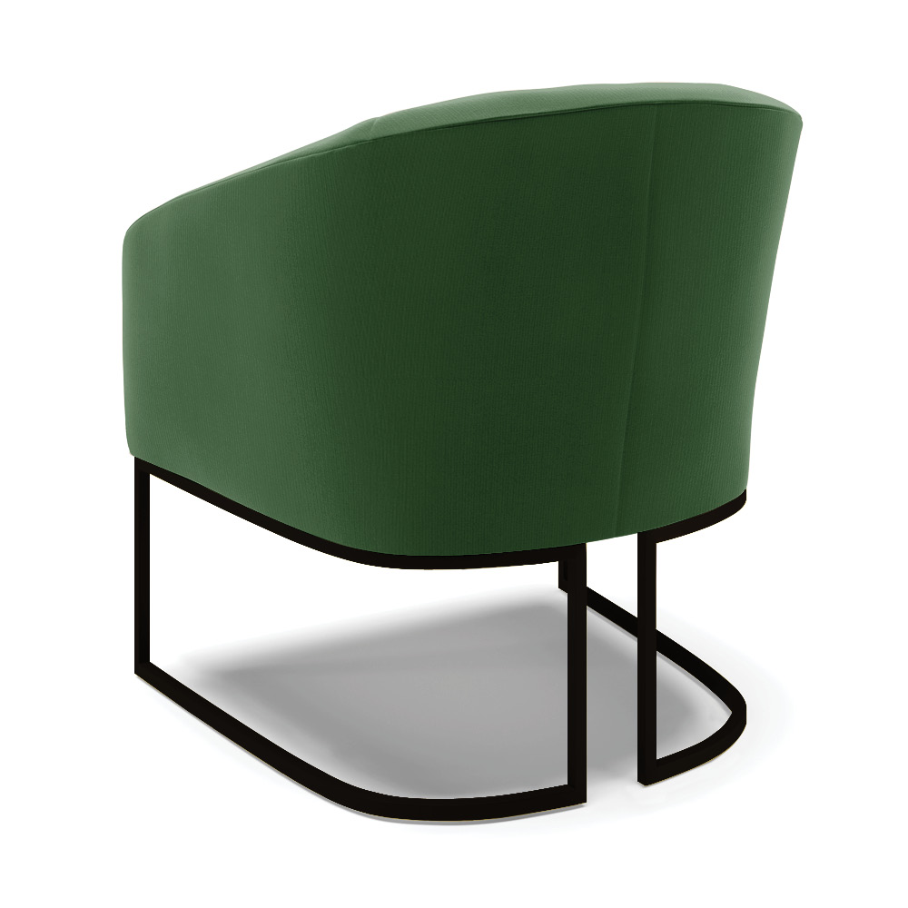 Kit 2 Poltronas Stella Suede Verde Base Metálica Industrial Preto - D'Rossi