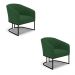 Kit 2 Poltronas Stella Veludo Verde Base Metálica Industrial Preto - D'Rossi