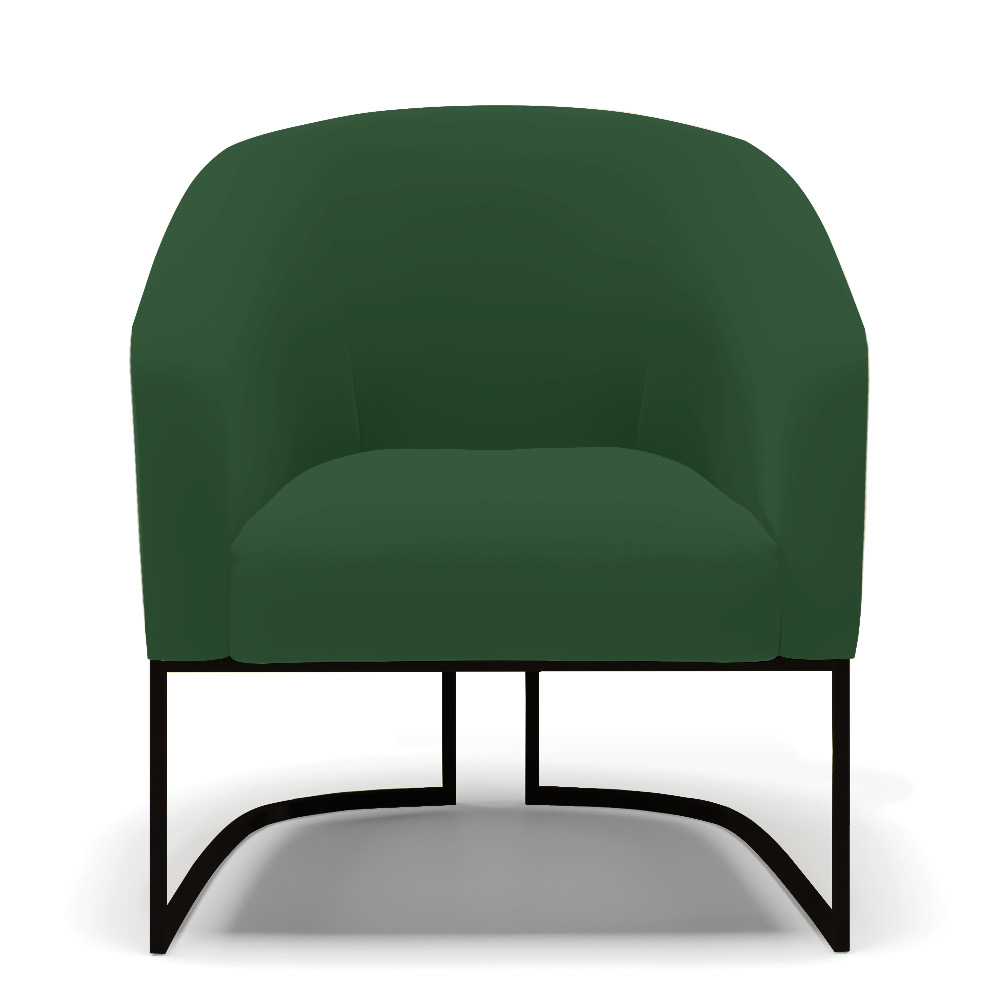 Kit 2 Poltronas Stella Veludo Verde Base Metálica Industrial Preto - D'Rossi
