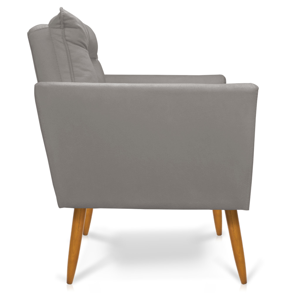 Kit 2 Poltronas Tais Suede Grafite Pés Palito Castanho - D'Rossi