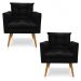 Kit 2 Poltronas Tais Suede Preto Pés Palito Castanho - D'Rossi