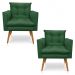 Kit 2 Poltronas Tais Suede Verde Pés Palito Castanho - D'Rossi