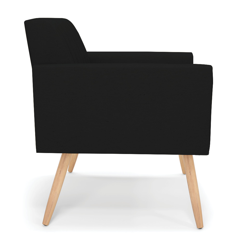 Kit 2 Poltronas Viena Gomada Linho Preto A79 Pés Palito Natural - D'Rossi