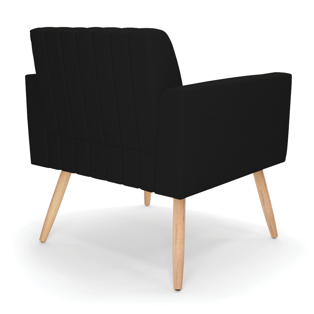 Kit 2 Poltronas Viena Gomada Linho Preto A79 Pés Palito Natural - D'Rossi