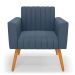 Kit 2 Poltronas Viena Gomada Suede Azul Marinho Pés Palito Castanho - D'Rossi