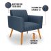 Kit 2 Poltronas Viena Gomada Suede Azul Marinho Pés Palito Castanho - D'Rossi