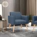 Kit 2 Poltronas Viena Gomada Suede Azul Marinho Pés Palito Natural - D'Rossi