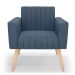 Kit 2 Poltronas Viena Gomada Suede Azul Marinho Pés Palito Natural - D'Rossi