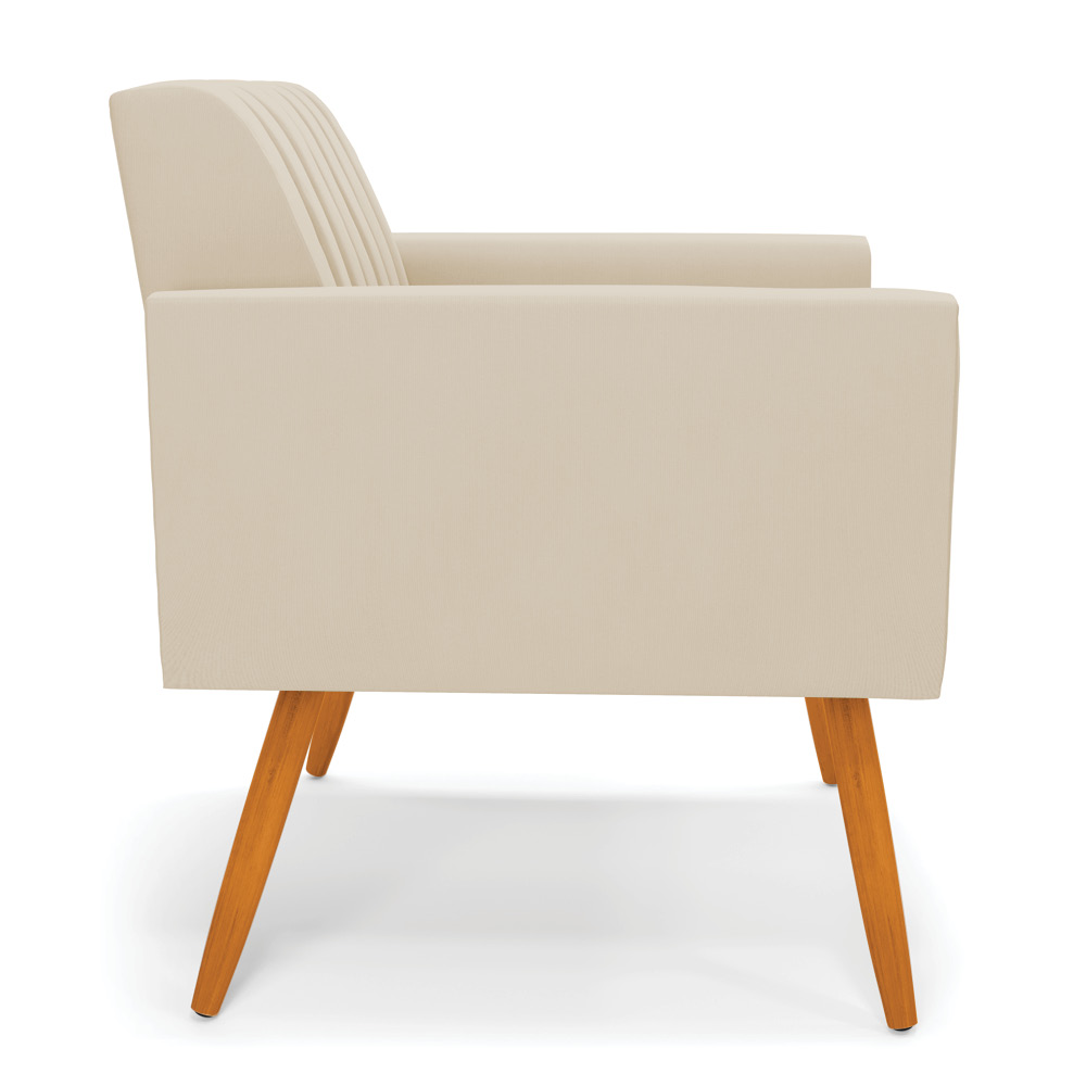 Kit 2 Poltronas Viena Gomada Suede Bege Pés Palito Castanho - D'Rossi