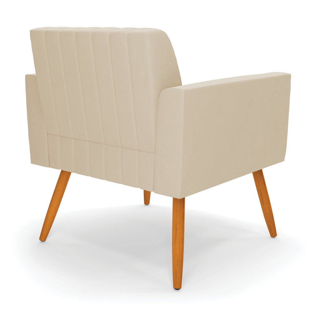 Kit 2 Poltronas Viena Gomada Suede Bege Pés Palito Castanho - D'Rossi