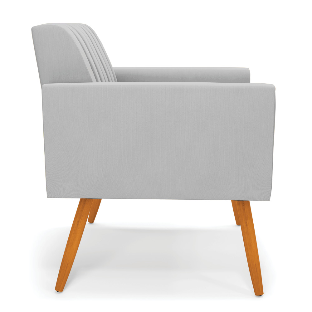 Kit 2 Poltronas Viena Gomada Suede Cinza Pés Palito Castanho - D'Rossi