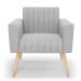 Kit 2 Poltronas Viena Gomada Suede Cinza Pés Palito Natural - D'Rossi