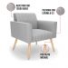 Kit 2 Poltronas Viena Gomada Suede Cinza Pés Palito Natural - D'Rossi