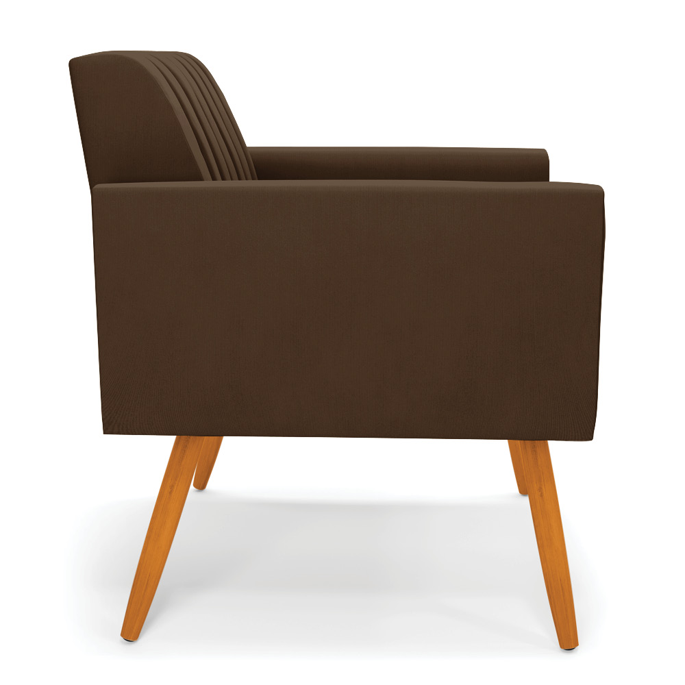 Kit 2 Poltronas Viena Gomada Suede Marrom Pés Palito Castanho - D'Rossi