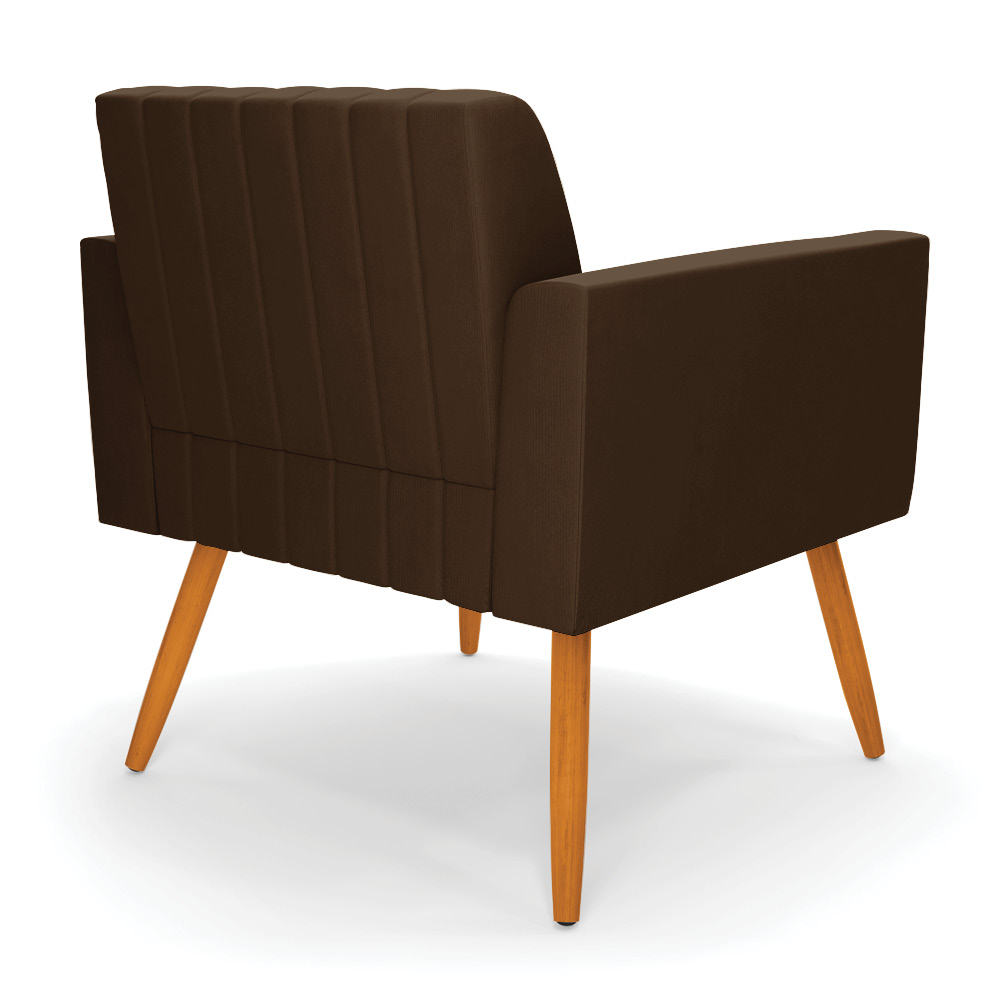 Kit 2 Poltronas Viena Gomada Suede Marrom Pés Palito Castanho - D'Rossi
