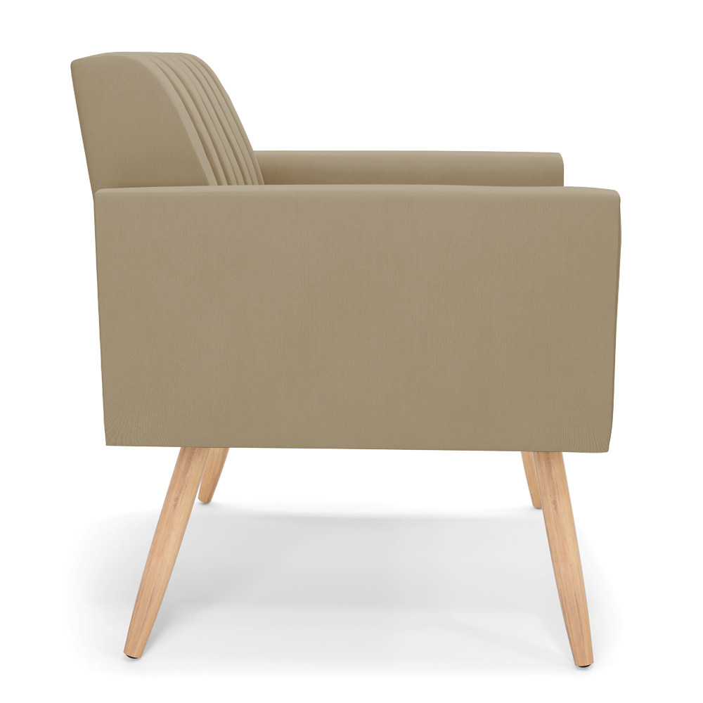 Kit 2 Poltronas Viena Gomada Suede Marrom Rato Pés Palito Natural - D'Rossi