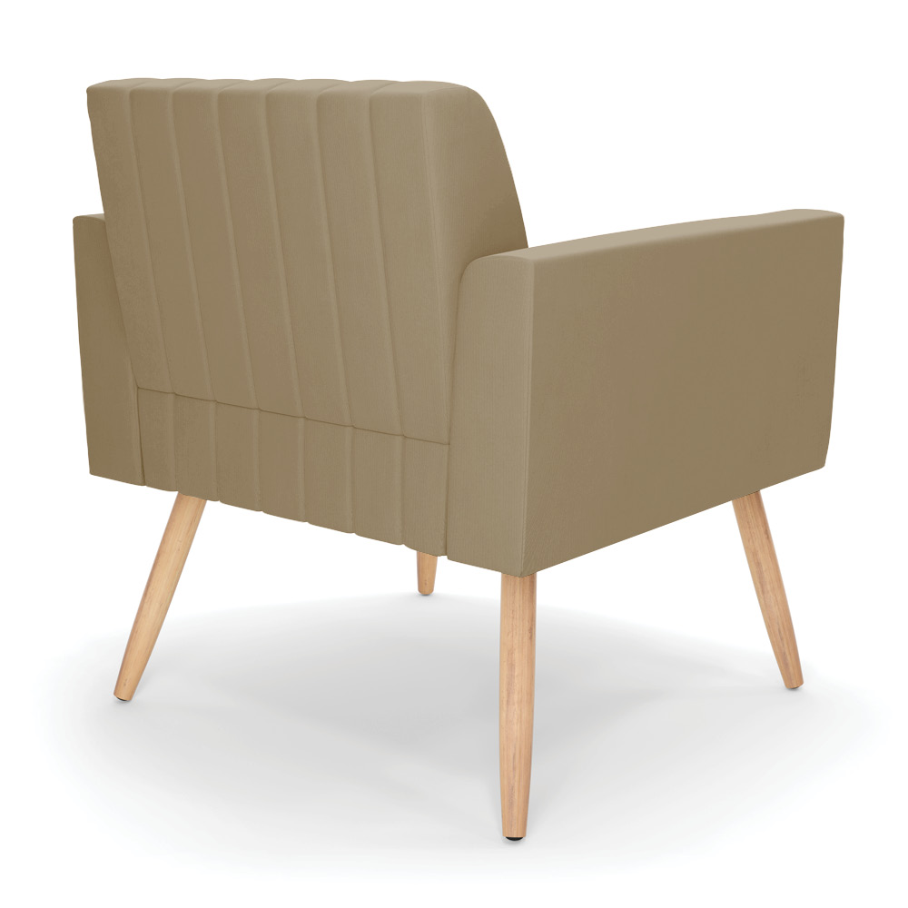 Kit 2 Poltronas Viena Gomada Suede Marrom Rato Pés Palito Natural - D'Rossi