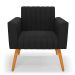Kit 2 Poltronas Viena Gomada Suede Preto Pés Palito Castanho - D'Rossi