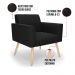 Kit 2 Poltronas Viena Gomada Suede Preto Pés Palito Natural - D'Rossi