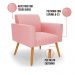 Kit 2 Poltronas Viena Gomada Suede Rosê Pés Palito Castanho - D'Rossi
