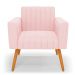 Kit 2 Poltronas Viena Gomada Suede Rosa Bebê Pés Palito Castanho - D'Rossi