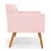 Kit 2 Poltronas Viena Gomada Suede Rosa Bebê Pés Palito Castanho - D'Rossi