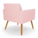 Kit 2 Poltronas Viena Gomada Suede Rosa Bebê Pés Palito Castanho - D'Rossi