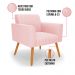 Kit 2 Poltronas Viena Gomada Suede Rosa Bebê Pés Palito Castanho - D'Rossi