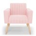 Kit 2 Poltronas Viena Gomada Suede Rosa Bebê Pés Palito Natural - D'Rossi
