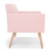 Kit 2 Poltronas Viena Gomada Suede Rosa Bebê Pés Palito Natural - D'Rossi