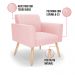 Kit 2 Poltronas Viena Gomada Suede Rosa Bebê Pés Palito Natural - D'Rossi