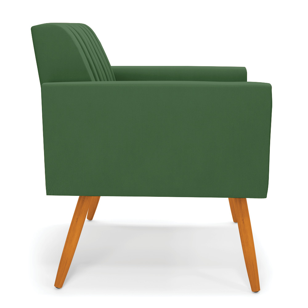 Kit 2 Poltronas Viena Gomada Suede Verde Pés Palito Castanho - D'Rossi