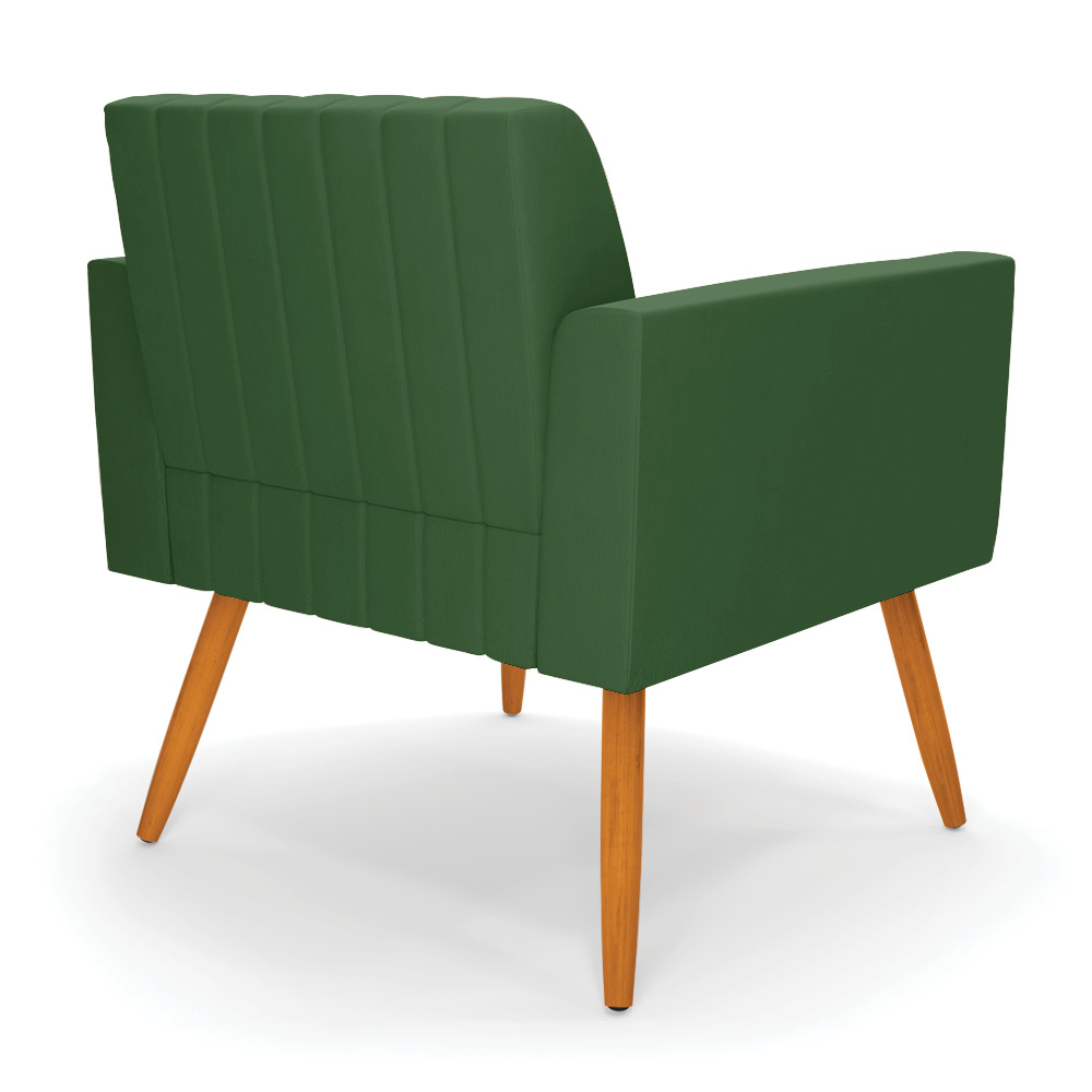 Kit 2 Poltronas Viena Gomada Suede Verde Pés Palito Castanho - D'Rossi