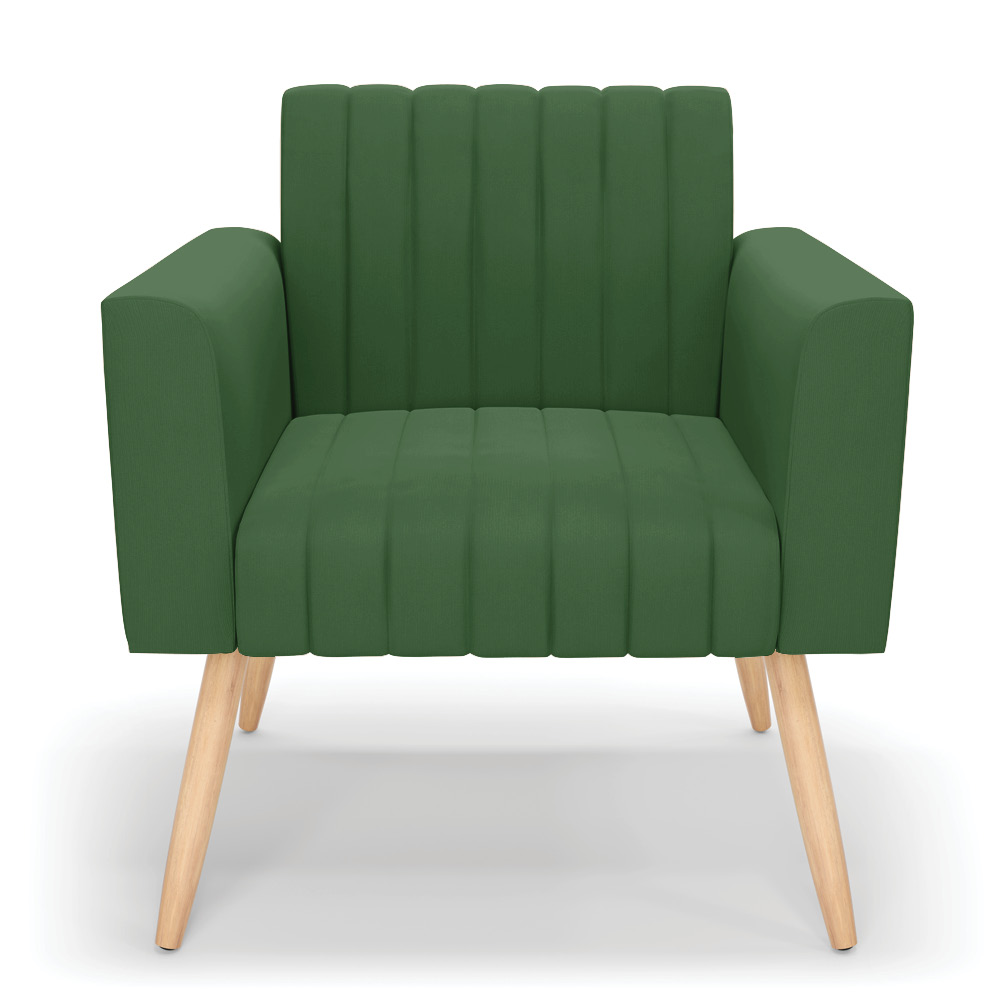 Kit 2 Poltronas Viena Gomada Suede Verde Pés Palito Natural - D'Rossi
