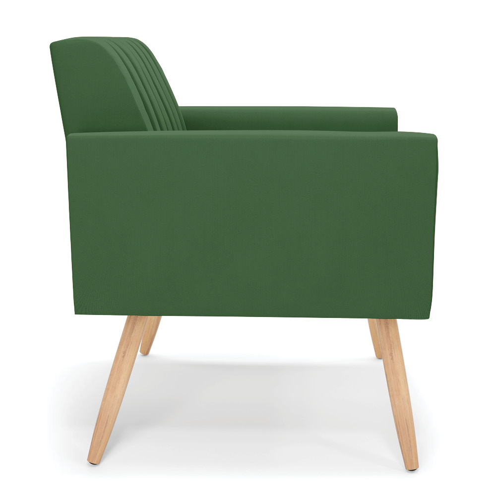 Kit 2 Poltronas Viena Gomada Suede Verde Pés Palito Natural - D'Rossi