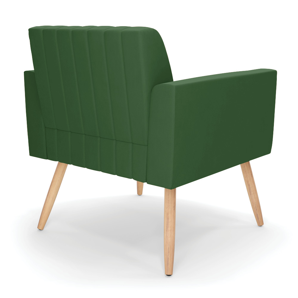 Kit 2 Poltronas Viena Gomada Suede Verde Pés Palito Natural - D'Rossi