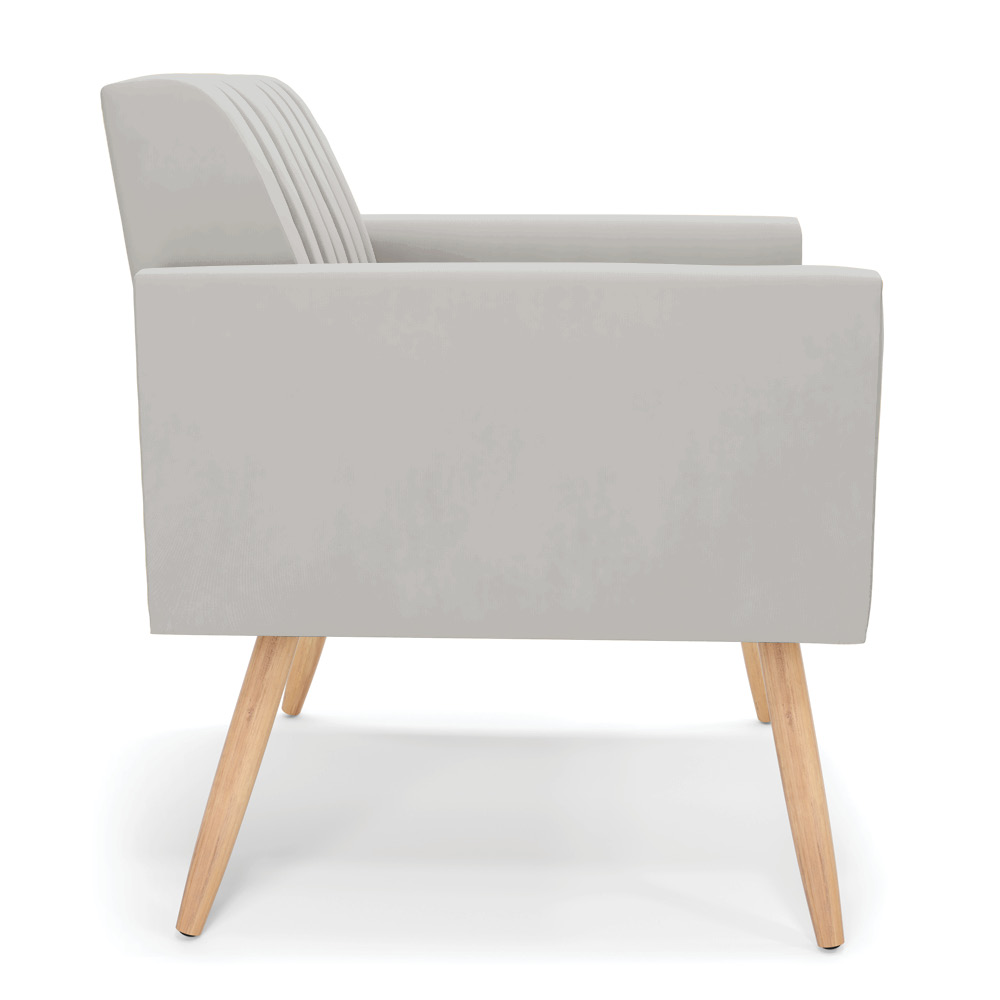 Kit 2 Poltronas Viena Gomada Veludo Cinza Pés Palito Natural - D'Rossi