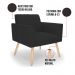 Kit 2 Poltronas Viena Gomada Veludo Preto Pés Palito Natural - D'Rossi