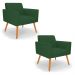 Kit 2 Poltronas Viena Gomada Veludo Verde Pés Palito Castanho - D'Rossi