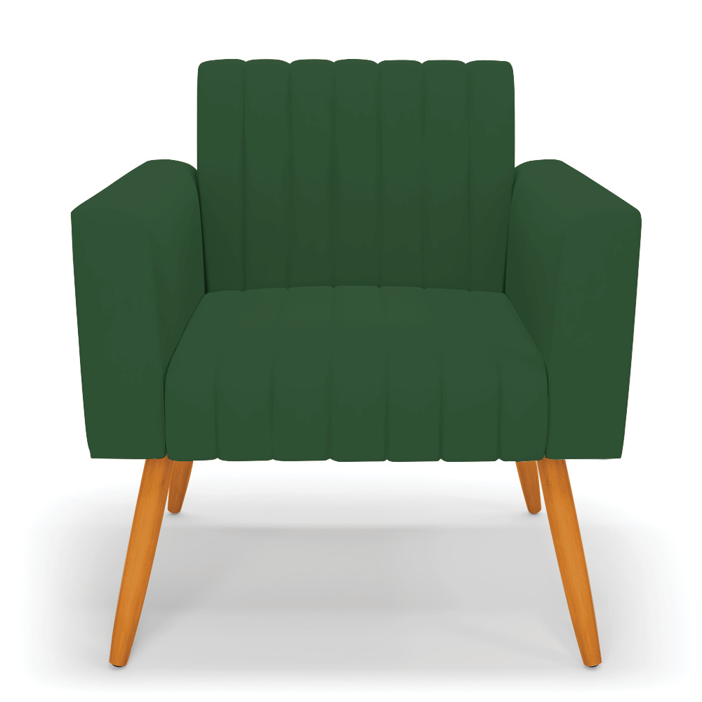 Kit 2 Poltronas Viena Gomada Veludo Verde Pés Palito Castanho - D'Rossi