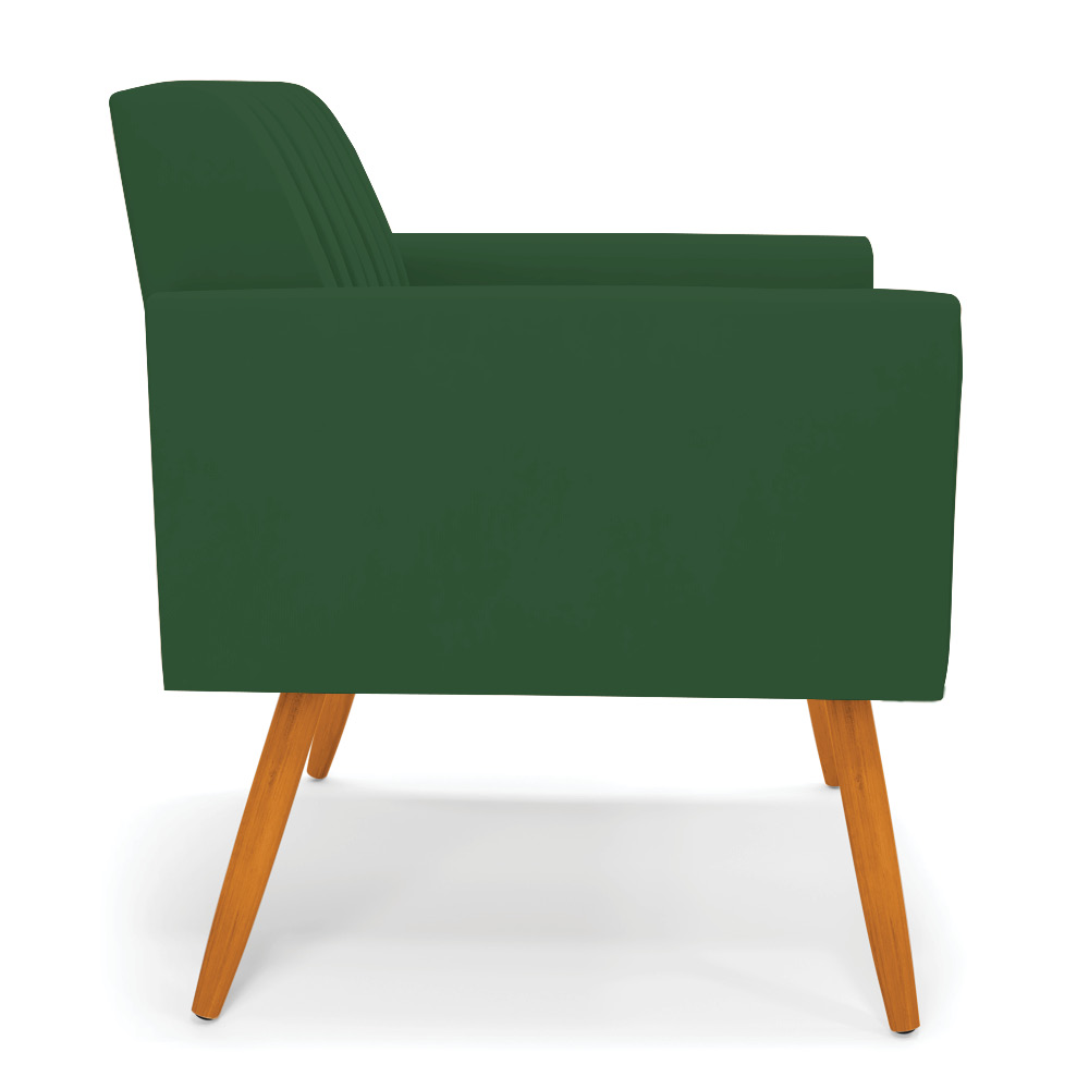 Kit 2 Poltronas Viena Gomada Veludo Verde Pés Palito Castanho - D'Rossi