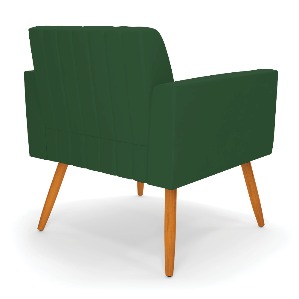 Kit 2 Poltronas Viena Gomada Veludo Verde Pés Palito Castanho - D'Rossi