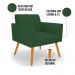 Kit 2 Poltronas Viena Gomada Veludo Verde Pés Palito Castanho - D'Rossi