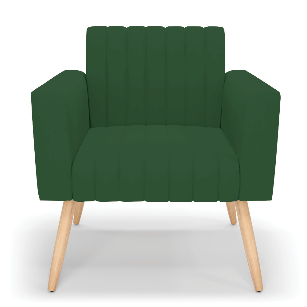 Kit 2 Poltronas Viena Gomada Veludo Verde Pés Palito Natural - D'Rossi