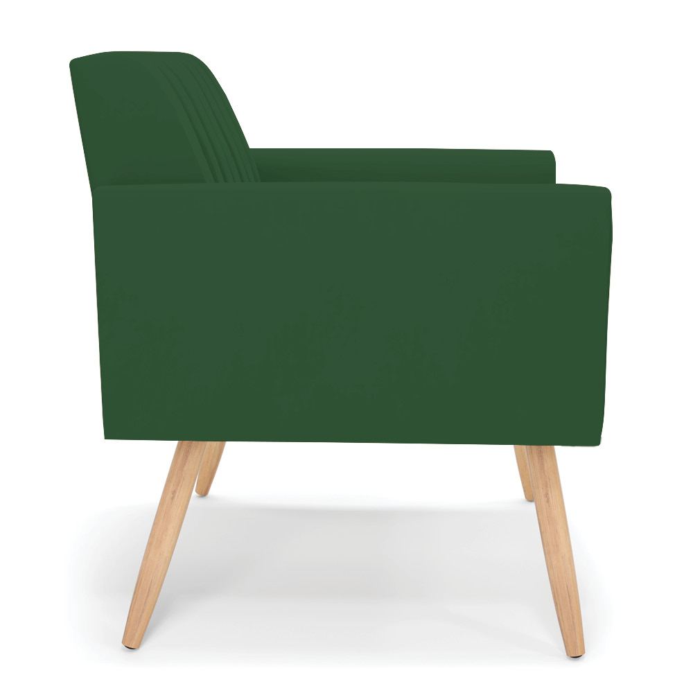 Kit 2 Poltronas Viena Gomada Veludo Verde Pés Palito Natural - D'Rossi
